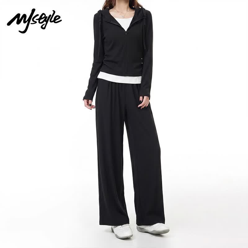 MJ STYLE Women's Relaxed Half-Zip Two-Piece Set