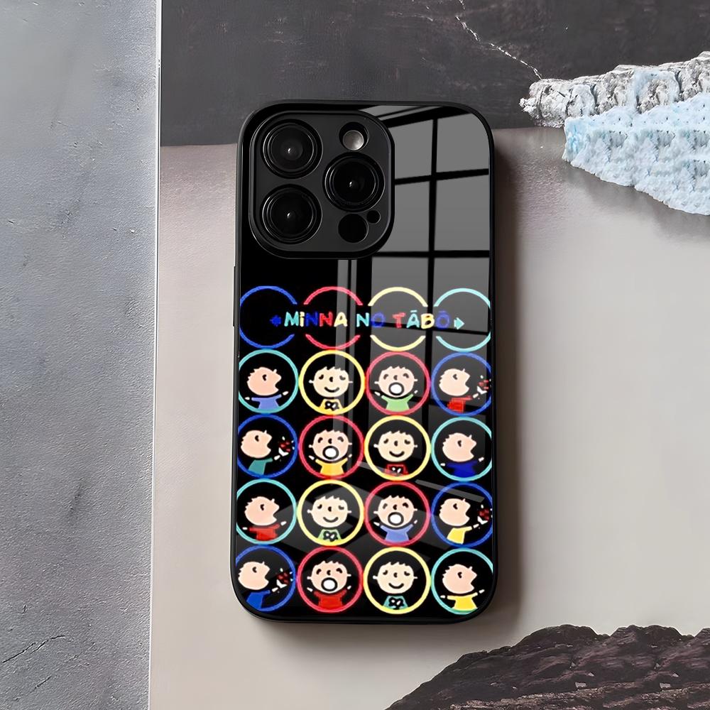 M-MINNA NO T-TABO Phone Case For IPhone 17 Air 16 E Pro Max 15 14 13 Mini 12 Pro 11 Max Plus Black Glass Cover