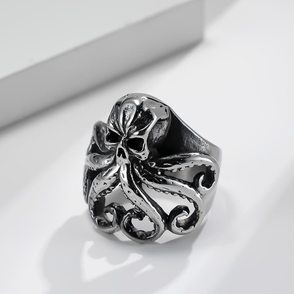 

2026 Jewelry Retro Old Steel Octopus Ring Ring Niche Personality Men s Finger Wrench 12#
