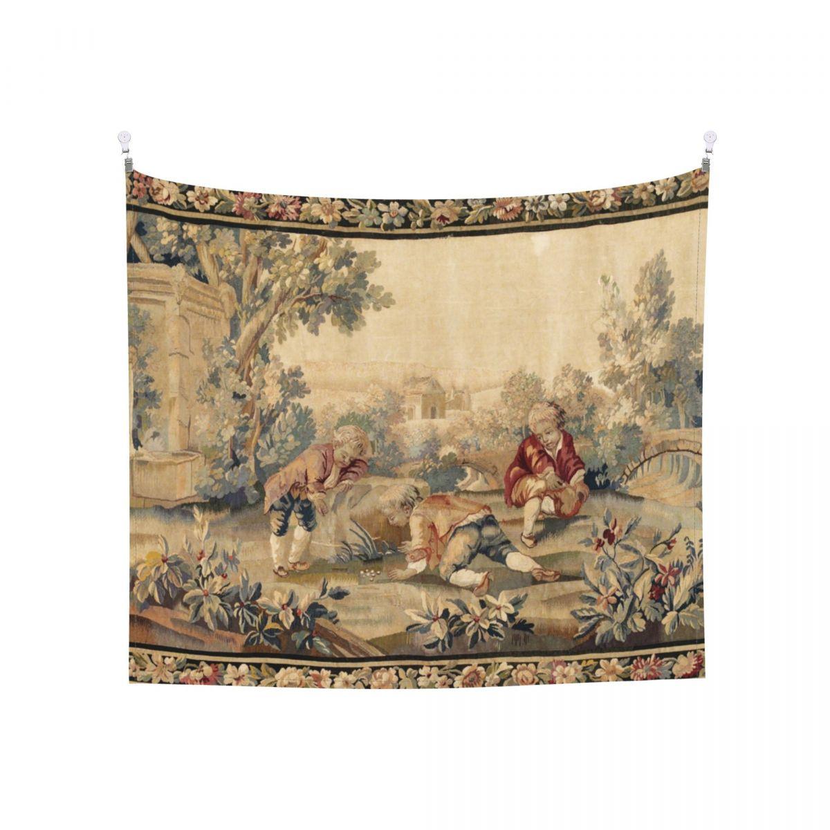 Aubusson Antīks franču iespiedums gobelēns Bohēmisks
