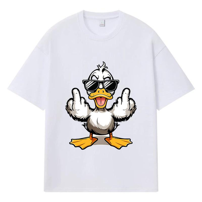 2026 Cool Duck Pattern Streetwear Y2k Harajuku Men Women Clothes 100% Cotton T Shirt Casual Oversized Summer Men T-shirt