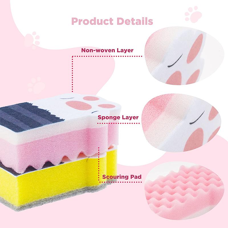 Kitchen Dishwashing Sponge Cleaning Sponges Scouring Pad Compressed Double-side Sponge Paw Dish Cloths Pot Wipe Cleaning Tools