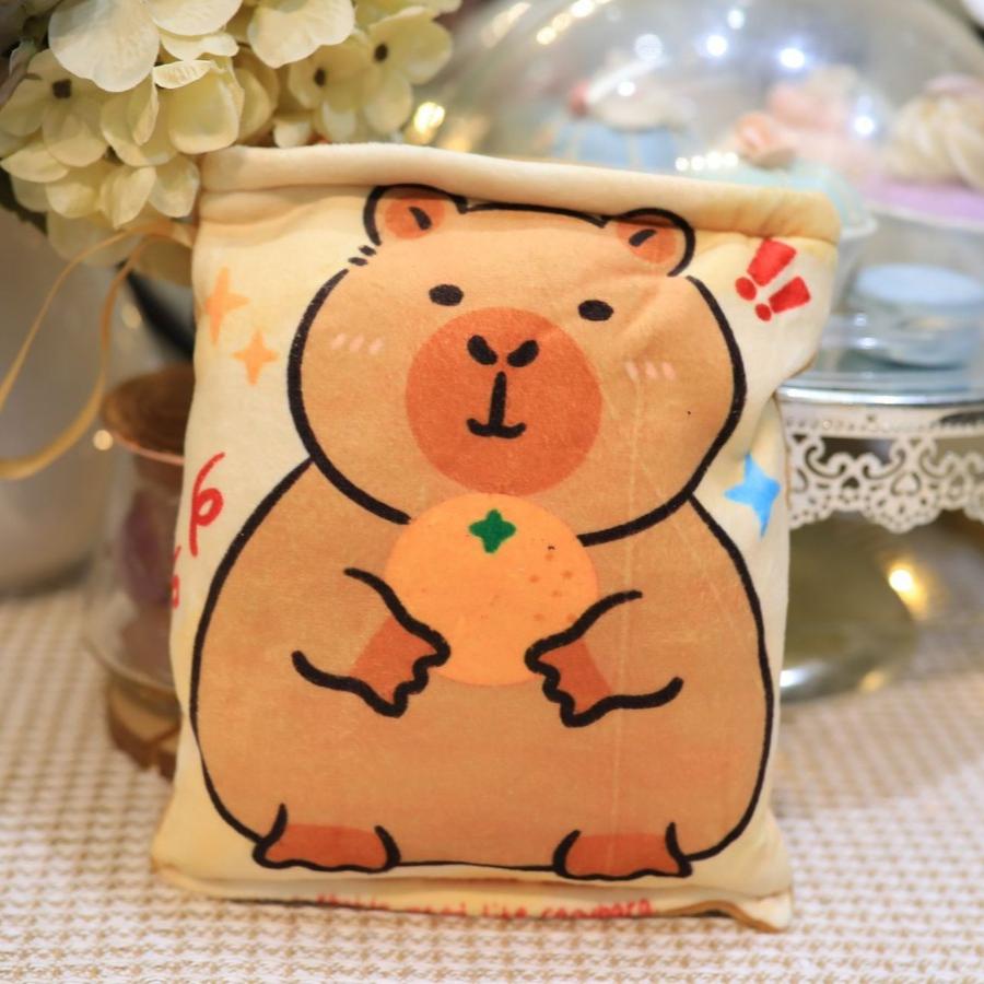 Capybara Snacks Bag Plush Toy Throw Pillow Capibala Snacks Plushie Doll Creative Pudding Bag Hold 2 Capybara Cubs Stuffed Animal