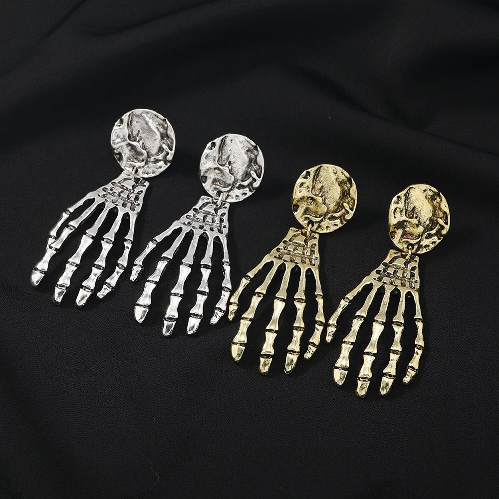 Halloween Accessories, Retro Skull Hand Bone Earrings, Personalized Earrings
