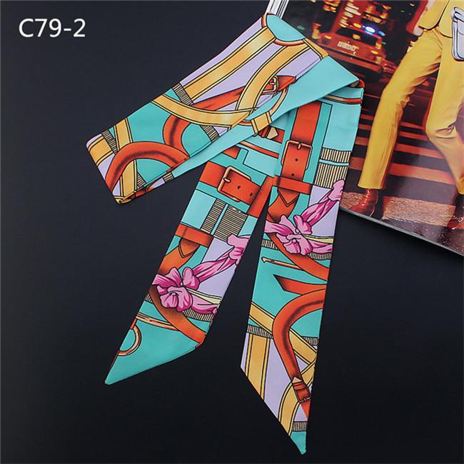 

2024 New Scarf Belt Chain Print Small Silk Scarf For Women Bag Ribbons Fashion Brand Head Scarf Floral Long Scarves C79