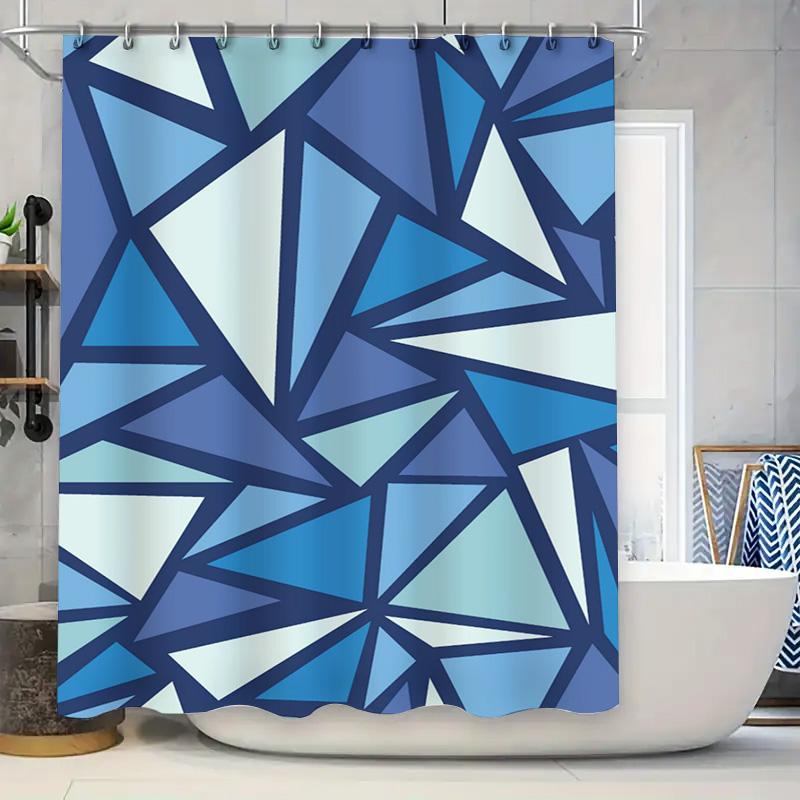 

Modern Geometric Blue Waterproof Shower Curtain Creative Pattern Decorative Bath Accessories For Home Decoration In Bathroom (Li W60H190(CM)-1 Pcs