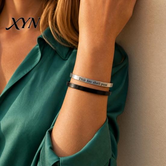 Bracciale da Donna Ispirazionale a Bracciale, Braccialetto con Mantra 'Anche Questo Passerà', Bracciale da Uomo Motivazionale con Messaggio Nascosto, Regolabile, Incoraggiamento