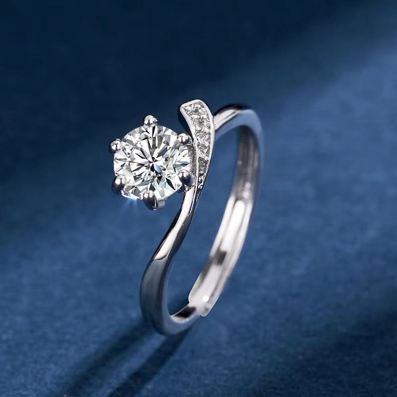 TikTok Influencer Inspired Moissanite Six-Prong Wedding Ring for Women - One Carat Jewelry