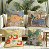 Cartoon Cute Bear Cushion Cover Silky Short Plush Invisible Zipper Dustproof Sofa Pillow Case for Home Decor