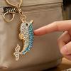Women Dolphin Keychain Bling Rhinestone Keychain  Zinc Alloy Car Key Ring  Ocean Theme Sea Animal Pendant for Backpacks Handbag Decoration