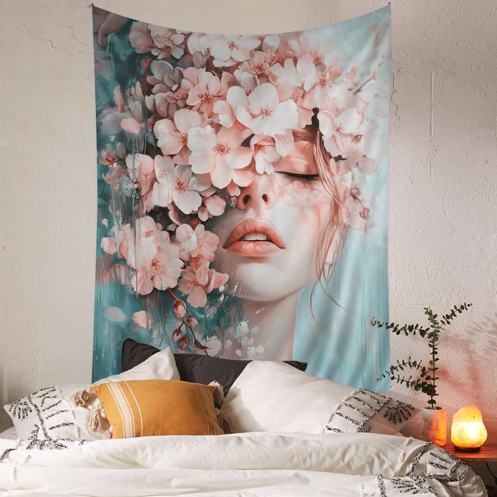 Abstract Flowers Girl Colorful Tapestry Wall Hanging Bohemian Wall Tapestries Mandala Wall Hanging Sheets