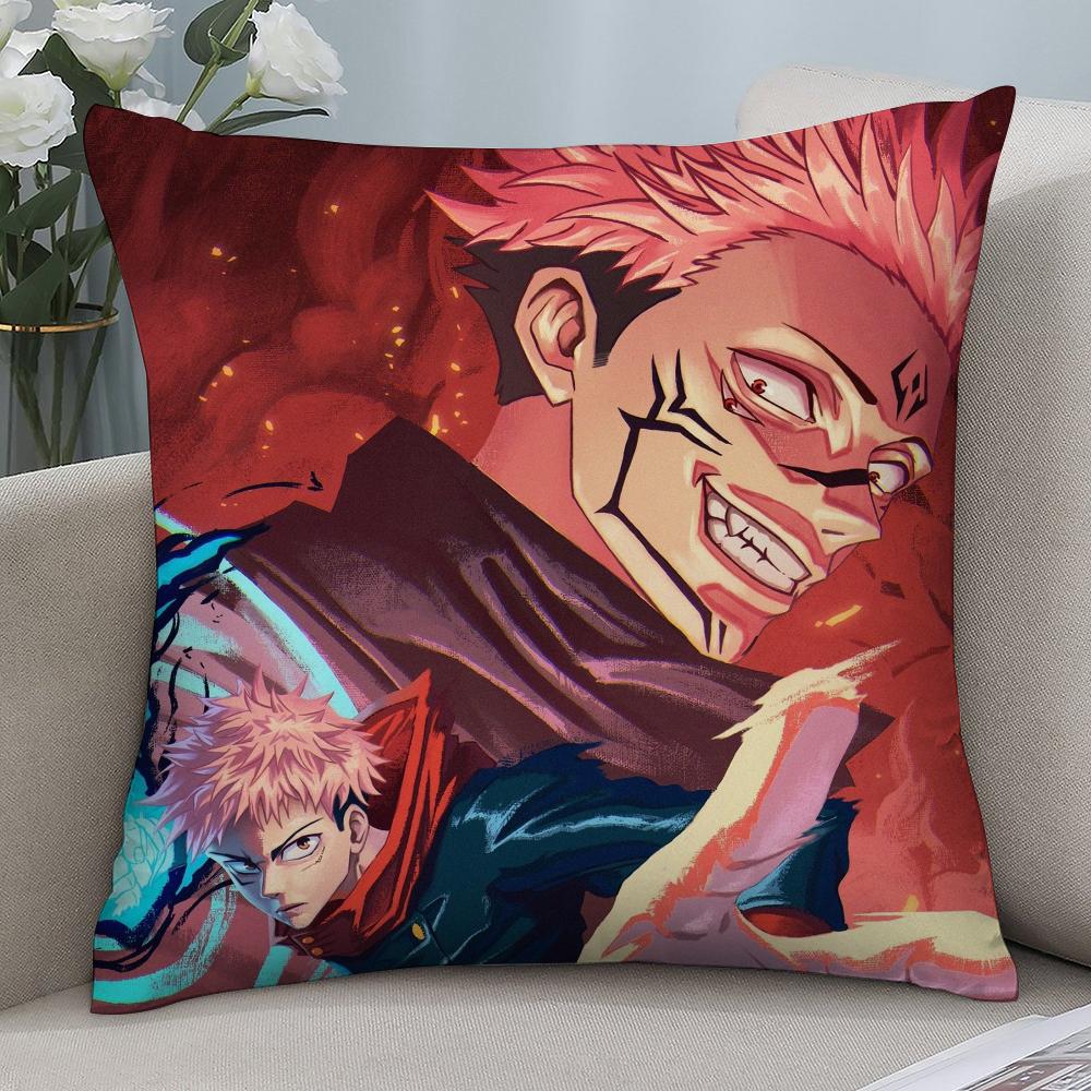 J-Jujutsu Kaisen Ryomen Sukunas Pillow Case Short Plush Pillow Covers Sofa Decor Gift Home Double-Sided Printing Cushion Cover