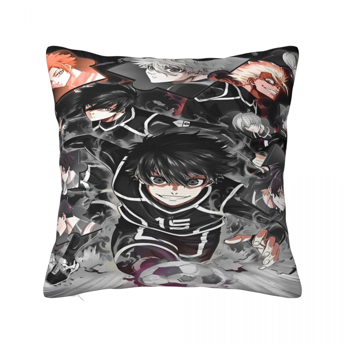 

Sofa Decor Blue Lock Bachira Yoichi Isagi Pillowcases Merch Football Manga Pillow Cover Zippered Multi-Size 12x12Inch