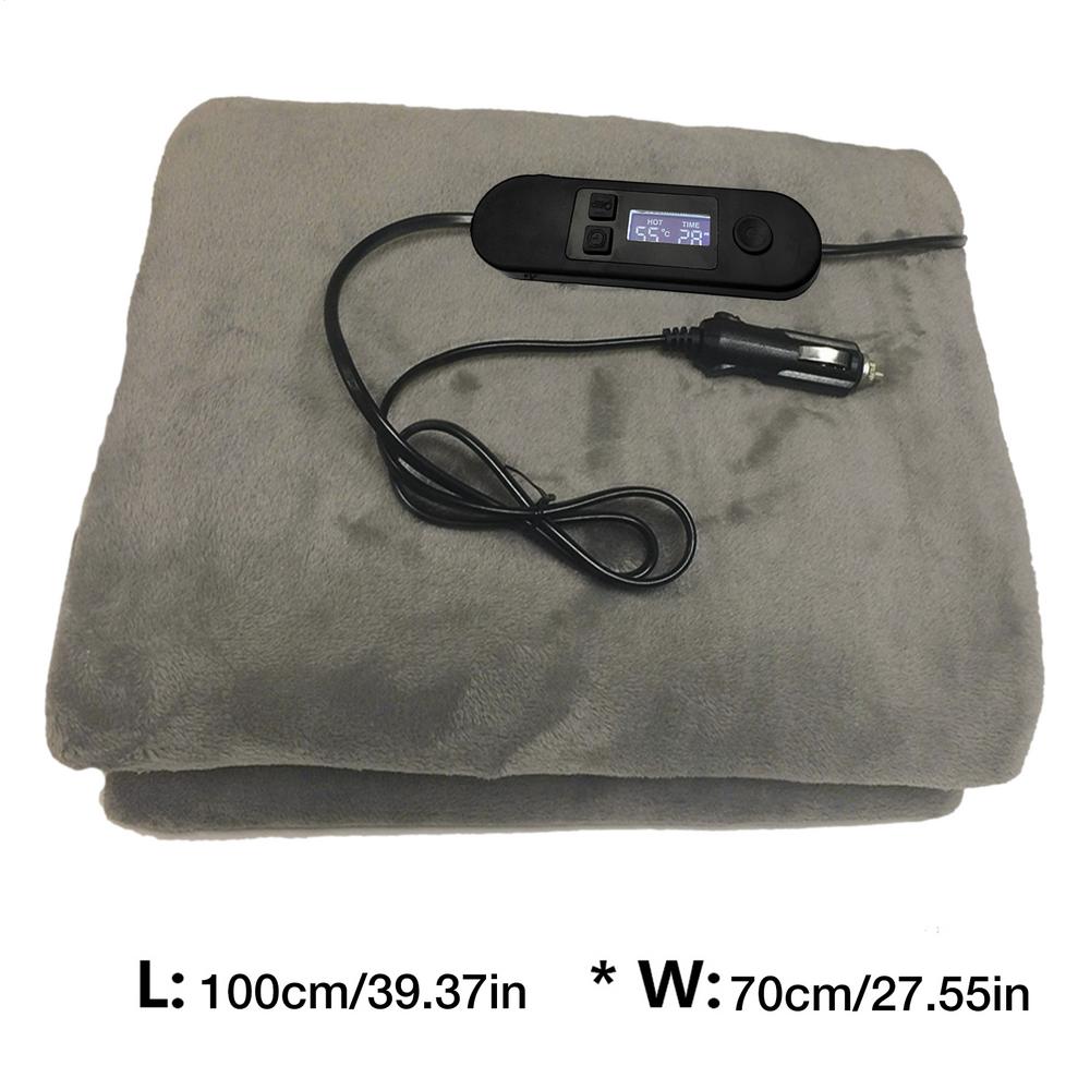 

12V Electric Brushed Fleece Car Heated Blanket Temperature Adjustment Timing Heater Warmer Carpet For Cars RV SUV Truck Caravan