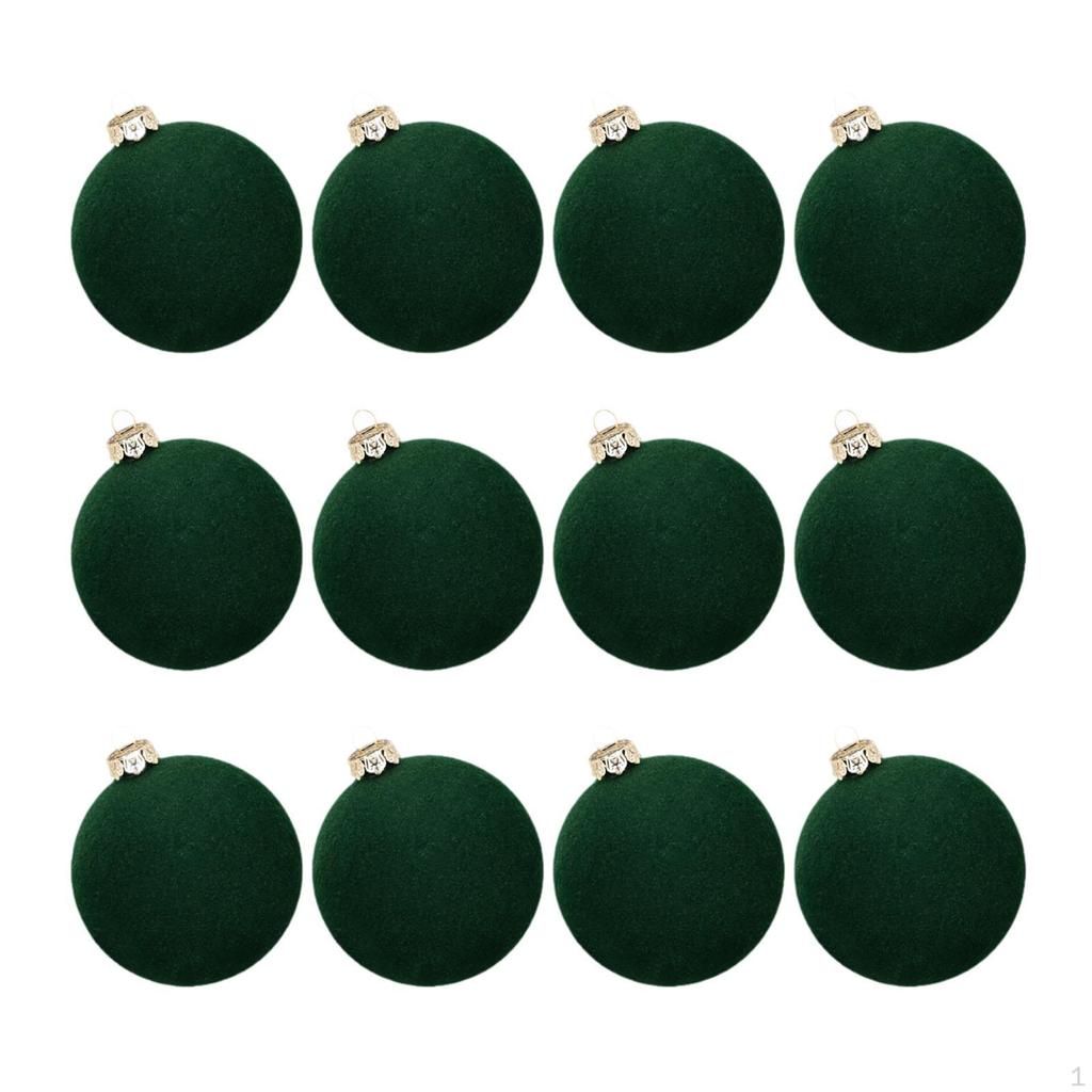 12 Pieces - Ornaments, Flocked Christmas Decoration, Shatter Decorative Balls