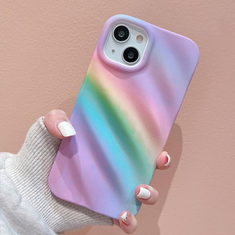 Husă pentru telefon 3d Water Ripple Rainbow pentru Iphone 14 Pro Max 13 12 11 14 Plus Xr Husă din spate din silicon moale