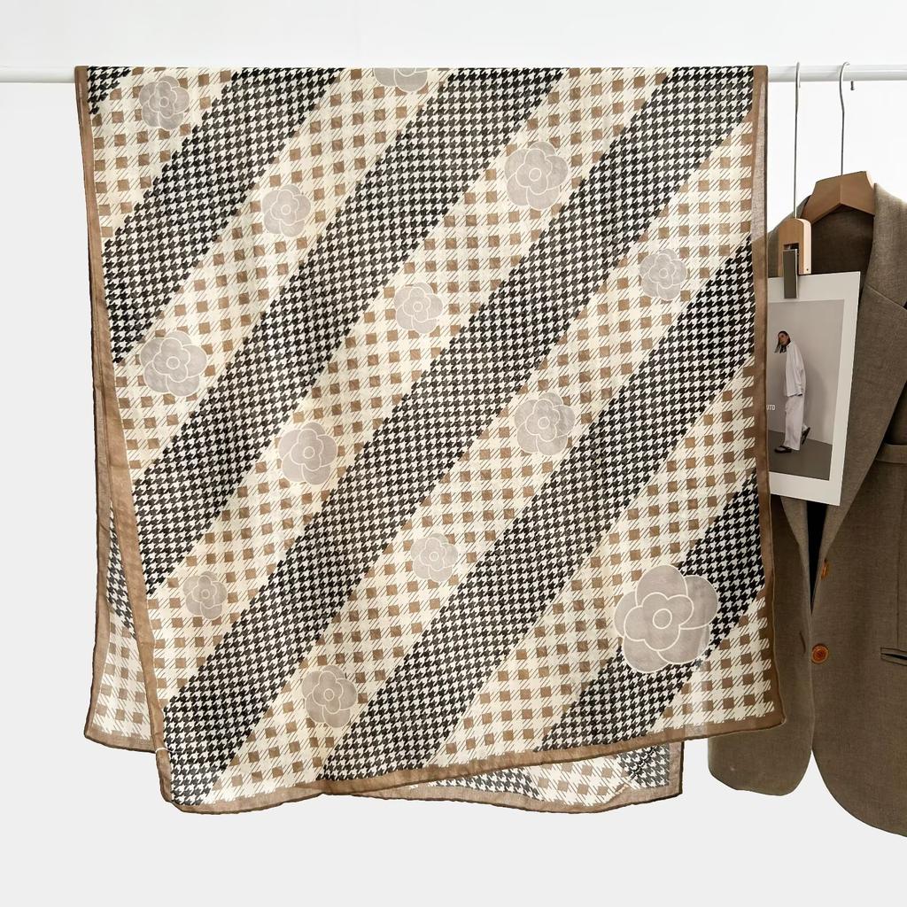 Korean Version Spring and Summer New Cotton and Linen Yarn Thin Silky Shawl Travel Sun Protection Beach Towel Women's Scarf Silk Scarf