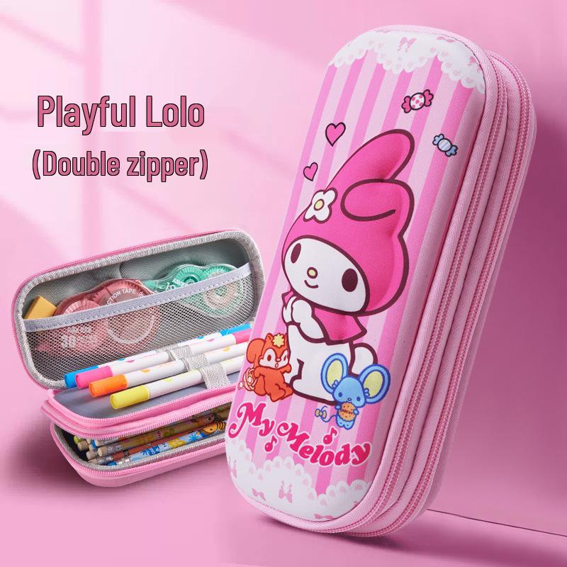 3D Cartoon Double-Layer Pencil Case for Kids - Large Capacity Zipper Bag for Boys and Girls