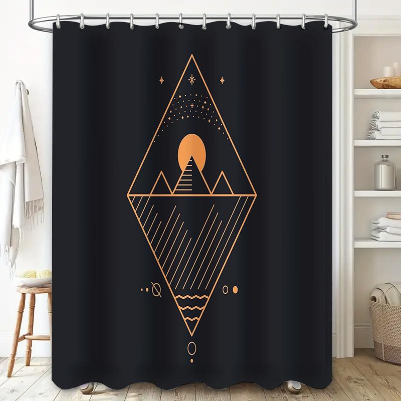 Unframed Mountain Landscape Shower Curtain Nature Forest Trees Scenic Backdrop Modern Bathroom Decor Artistic Tapestry Wall Hang