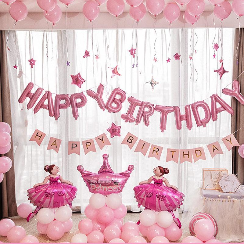 Birthday Aluminum Film Balloon Set Alphanumeric Balloon Set Birthday Party Background Decoration