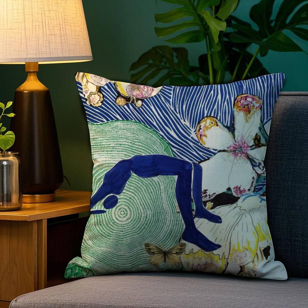 H-Henri M-Matisse Painting Pillow Case Home Double-Sided Printing Short Plush Colorfast Microfiber Cushion Cover