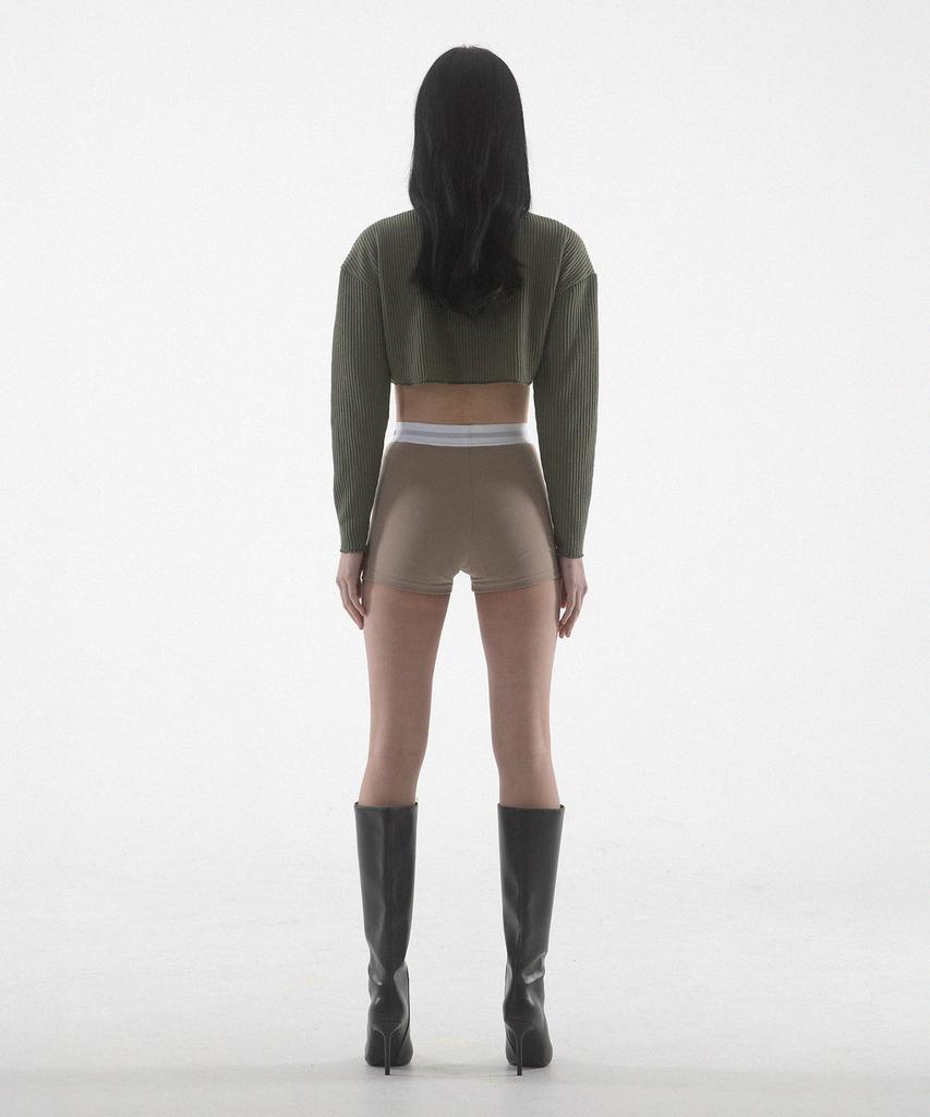 Paensyo Crop Knit Zip Up - Khaki