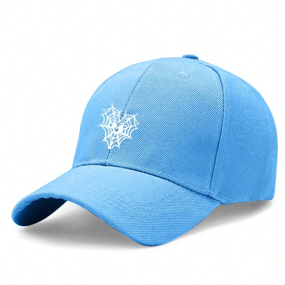 [Halloween Baseball Cap] Spider Web Print Polyester Adjustable Breathable Casual Streetwear Outdoor Sports Sun Protection Cap For Men Women