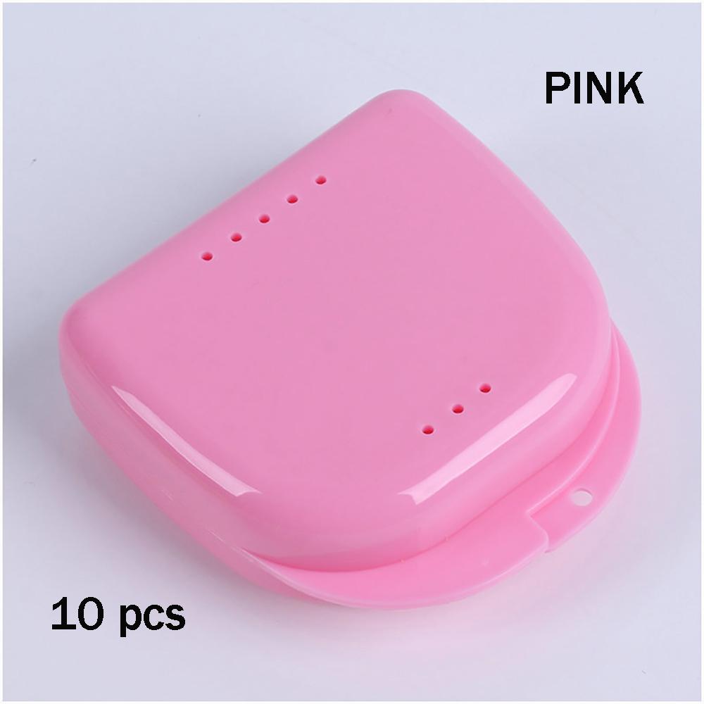 10Pcs Denture Storage Box Plastic Teeth Container Orthodontic Retainer Case Color Tray Protective False Teeth Box