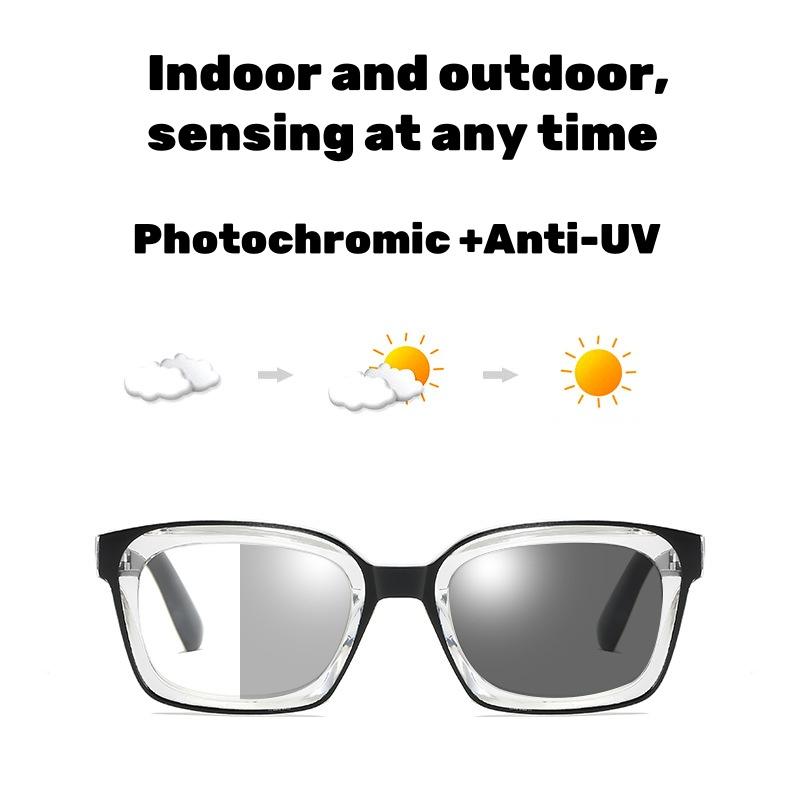 Pochromic Multifocal Reading Glasses for Women Men Suqare Frame Progressive Presbyopia Glasses Ultralight Anti-UV Presbyopia