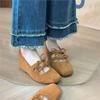 Women's Increasing Ballet Flats Lace Up Gladiator Faux Suede Casual Shoes Double Bow Mary Janes Shoes for Female 2025 New 1903