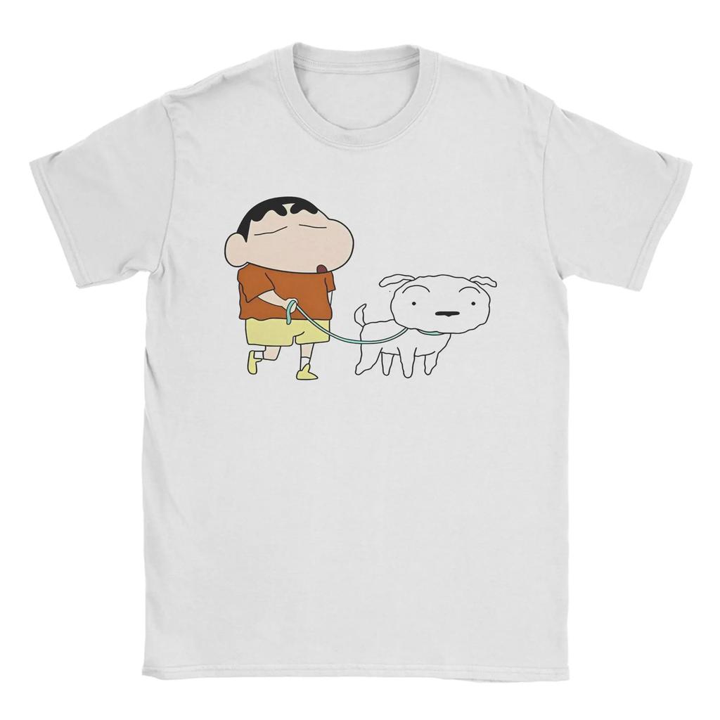 Crayon Shinchan Shiro Anime T Shirts Unisex Unisexs 100 Cotton Novelty Tshirts Crew Neck Tees Short Sleeve Tops Party
