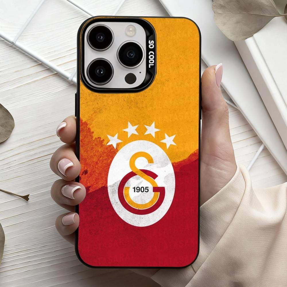 G-Galatasaray-y S-SK motif-n 1905 Étui pour téléphone pour iPhone17,16,15,14,13,12,11 Plus,Pro Max Noir Bonbon Argenté Recouvert