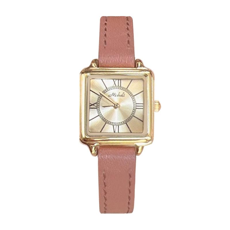 Trendy And Fashionable Women'S Belt Quartz Watch Simple Scale Roman Cow Girl Watch