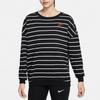 Nike Sportbekleidung Lockerer Schnitt Logo Rundhals Gestreift Atmungsaktiv Warm Lässiger Pullover Langarm T-Shirt Damen Tops Schwarz DJ9305-016