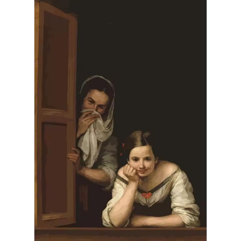 Funny Bathroom Toilet Canvas Painting Mona Lisa Wearing Pearls Girl with Roll Paper Canvas Poster and Prints Posters Home Decor