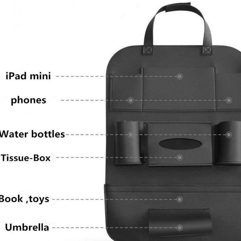 Pu Leather Car Seat Back Organizer and Phone Holder Universal