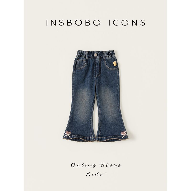 Insbobo Girls' Pants 2026 Spring New Stylish Denim Pants for Girls, Spring and Autumn Children's Flared Pants Spring Wear