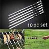 New Practical 10Pcs Stainless Steel BBQ Barbecue Skewer Roast Stick Grilling Kabob Kebab Flat Skewers Needle Wholesale