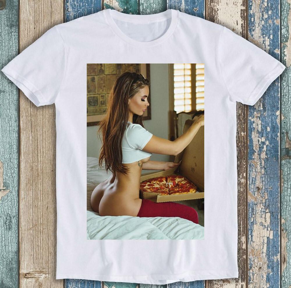 Sexy Pizza Girl On Bed Tee Naughty Food Meme Funny Gift Tee T Shirt 1863