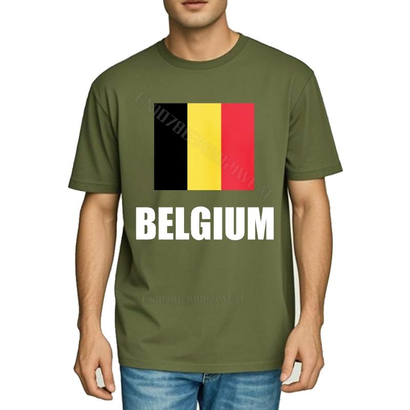 Lustiges T-Shirt Kurzarm Vintage T-Shirt Belgische Flagge Aufgedruckt Auf Hemd Mode Übergrößen T-Shirt Stilvolles Mode T-Shirt Marke