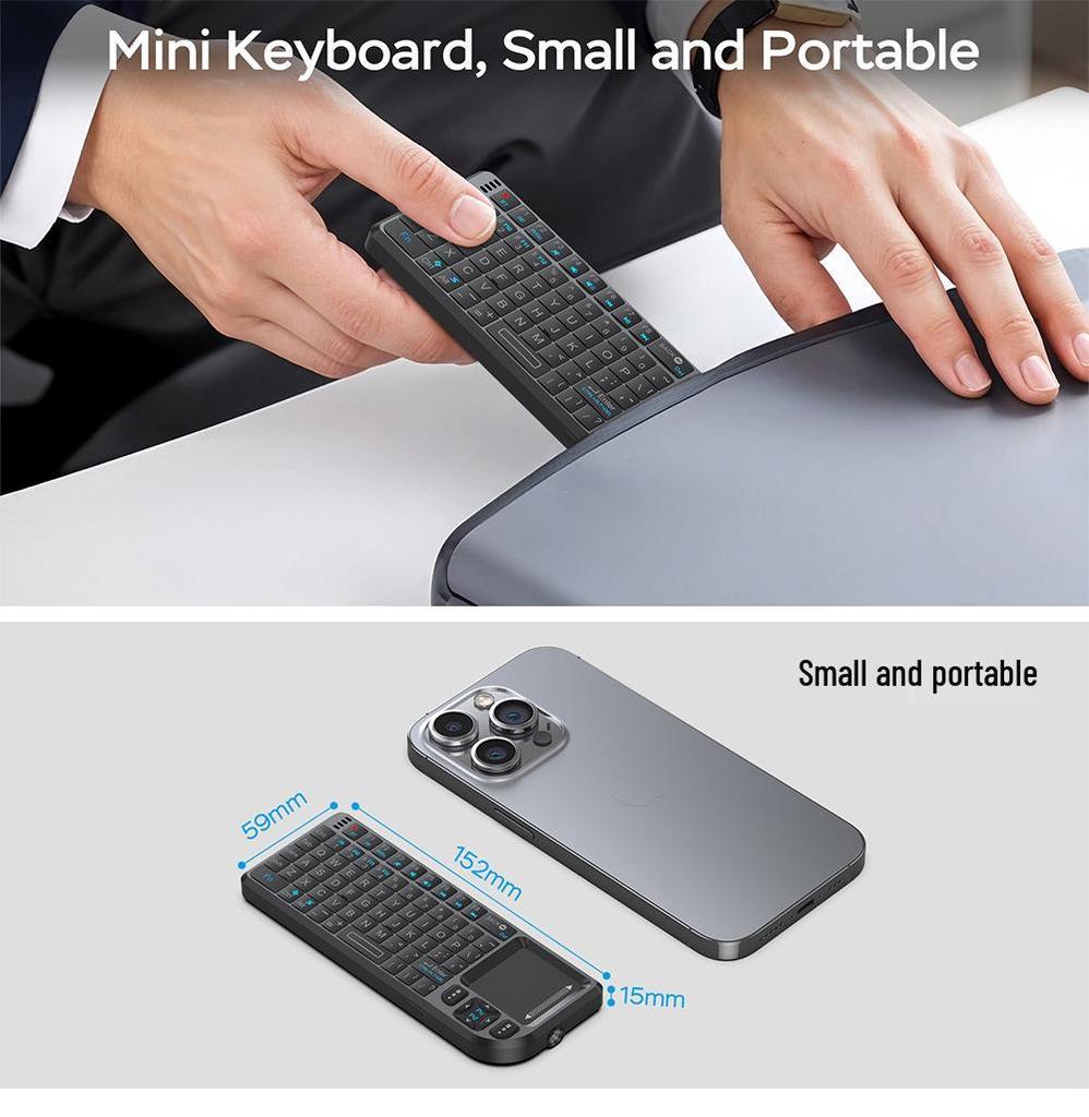 Bluetooth Wireless Dual-Mode Mini Keyboard with 2.4G Connectivity and Laser Light for Mobile Phones and Tablets
