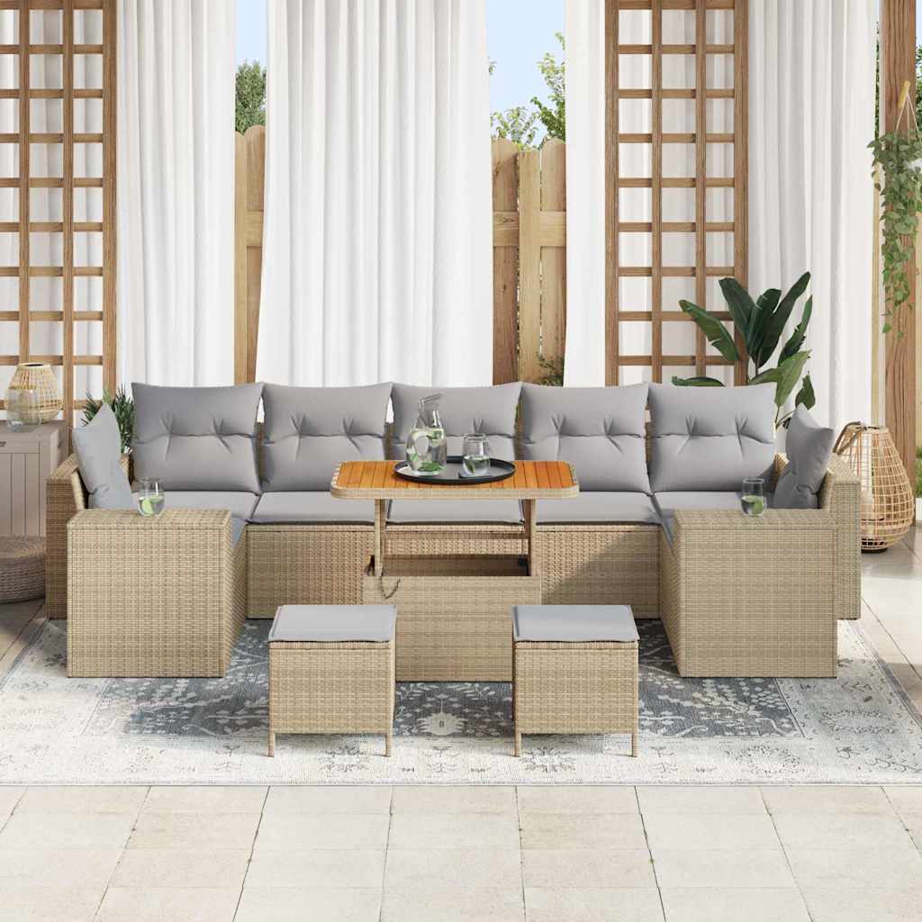 Garden Sofa Set with Cushions 10 pcs Beige and Light Grey