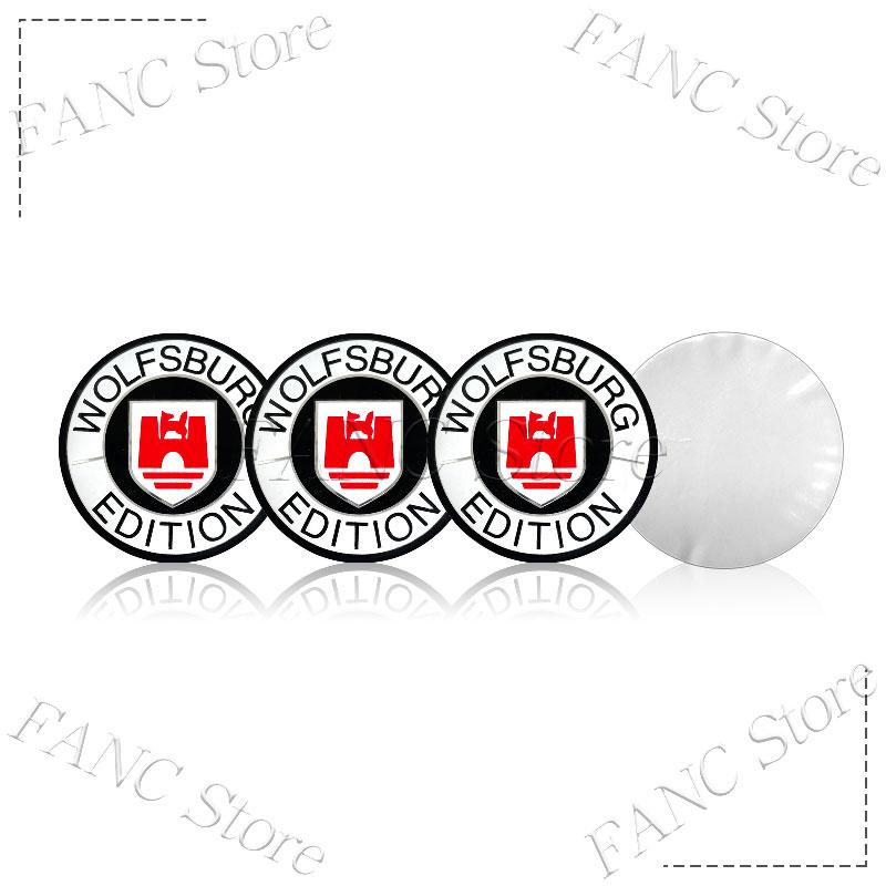 For VW 4Pcs 60MM (56MM I.D) Wolfsburg Edition Emblem Car Wheel Center Cap Rim refit Covers Sticker For VW Golf MK5 Touareg Touran