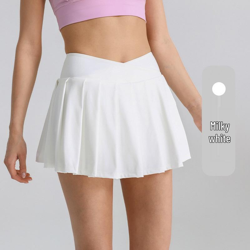 

Solid Color High Waist Tummy Control Yoga Skirt - Women s Two-Piece Anti-Exposure Tennis Fitness Shorts Extra Extra Large