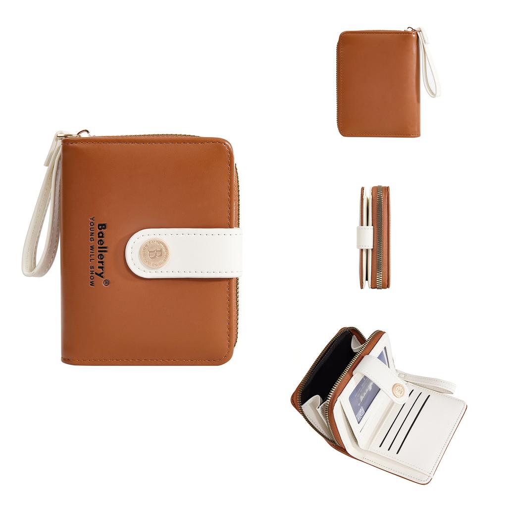 New women's wallet short women's high-end wallet ins women's contrasting color zipper wallet women's pu small wallet women