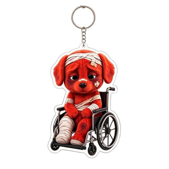 Keychain Pendant, 2D Bandaged Puppy Acrylic Keychain, Durable Accessories for Keys Backpacks Suitcases E
