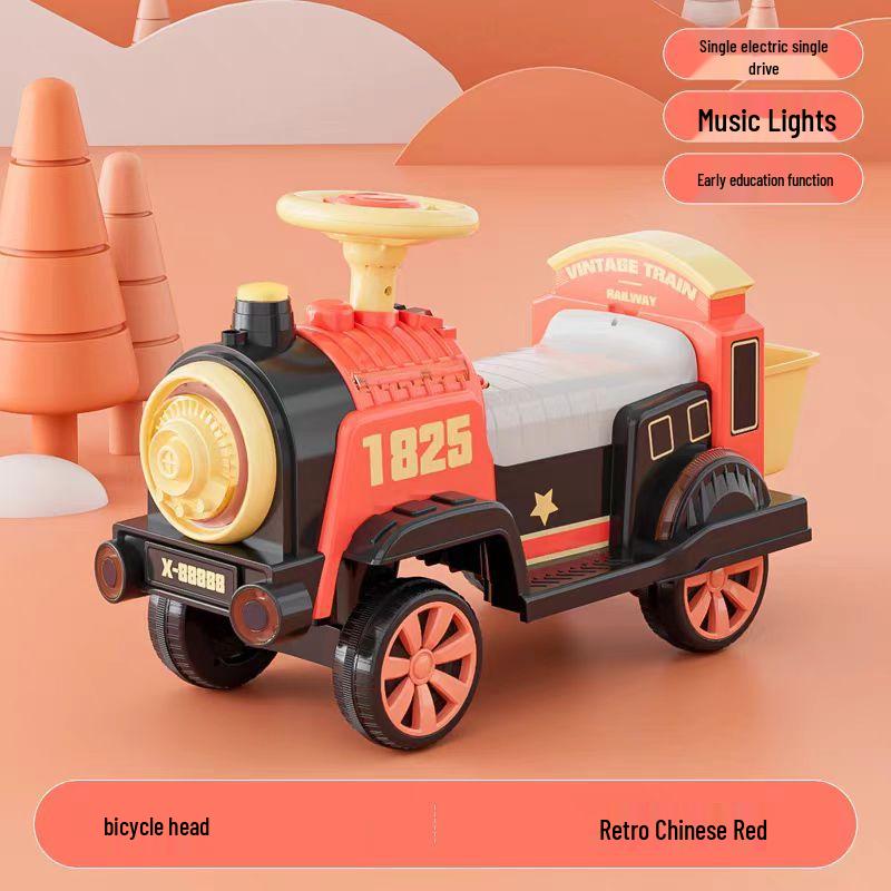 

Детский электрический ретро-вагончик - Двухместный, Перезаряжаемый, Пульт управления, Отсек для батареек, Четырехколесная игрушка