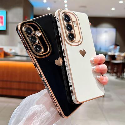 Samsung Galaxy A54 A34 A14 A13 5G Lüks Elektroliz Sevimli Aşk Kalp Desenli Telefon Kılıfı Tam Kamera Koruma Yumuşak Silikon Darbeye Dayanıklı Kapak