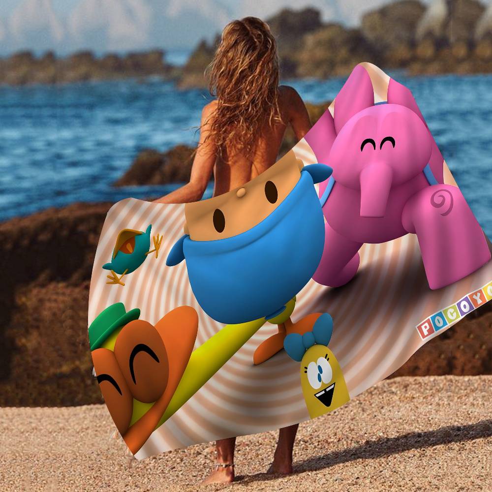Cartoon P-Pocoyo Microfiber Beach Towel Absorbent Quick Dry Soft Yoga Swimming Resort Mountain Climbing Towel