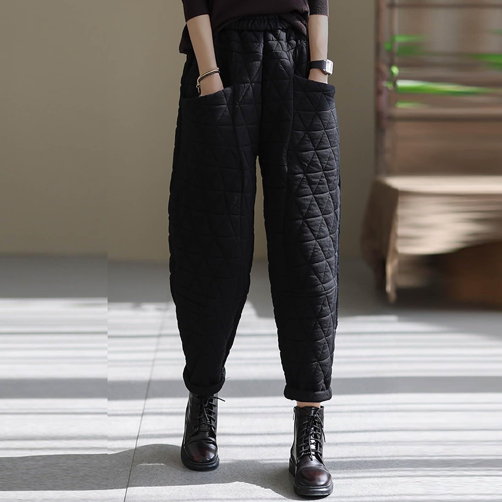 

Женские однотонные брюки большого размера из хлопка в винтажном стиле, повседневные, утолщенные, из замши XXL чёрный